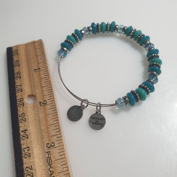 Alex And Ani Energy Vintage Bracelet Blue Beads Silver Charms Infused Technology - Picture 4 of 4